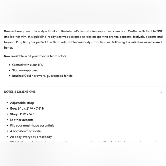 HAMMITT Tony Stadium Approved Clear Small Brushed Gold Red Stitching NWT - Picture 8 of 10